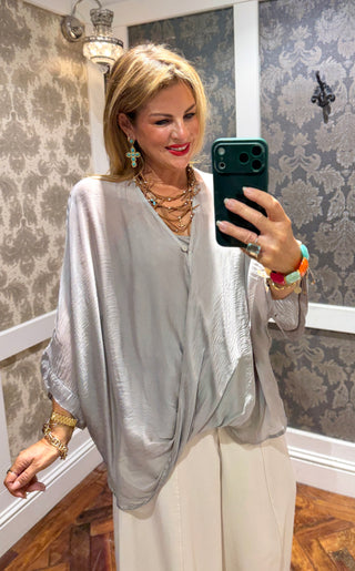 Leonie  Blouse - Beige/Grey