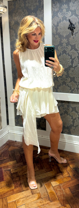 Isla Frill Romper/Dress - Cream