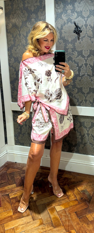 Hannah Co-ord Satin Shorts-Pink