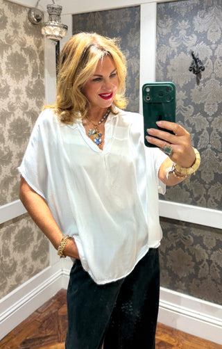 Amber V Blouse - White
