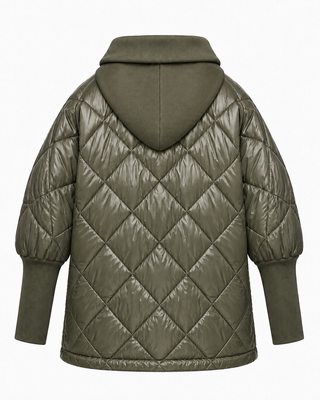 Zoe Shell Jacket Ribbed Sleeve-Khaki