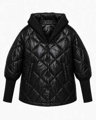 Zoe Shell Jacket Ribbed Sleeve-Black