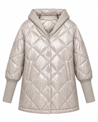 Zoe Shell Jacket Ribbed Sleeve- Beige
