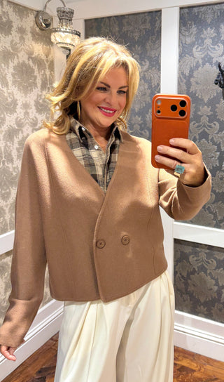 Luna D/B Knit Cardigan- Tan