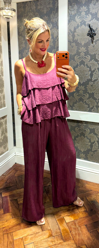 Zoey Frill Set -Burgundy