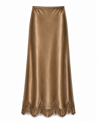 Margot Midi Lace Skirt - Brown