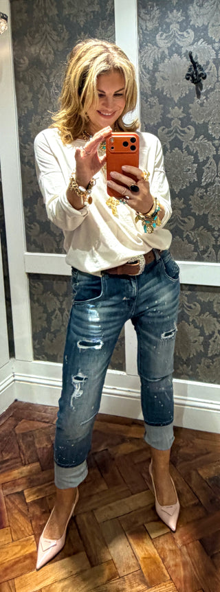 Ganie Distressed Straight Jeans