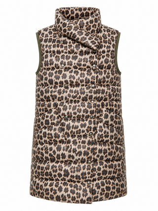 Zadie Reversible Gilet- Green/Leop