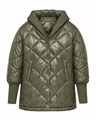 Zoe Shell Jacket Ribbed Sleeve-Khaki