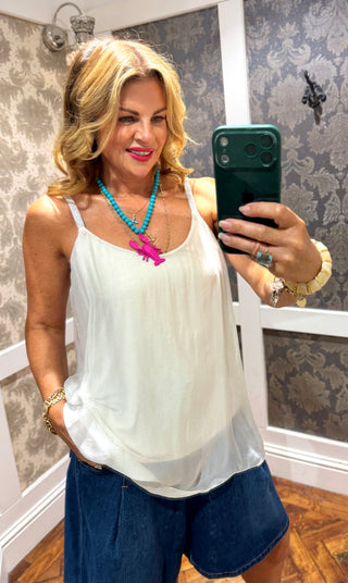 Ryder Silk Tank Top - Ivory