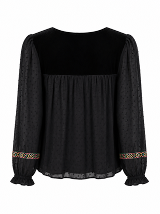 Jeanne Velvet Blouse Derhy - Black