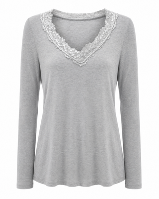 Cashmere Lace Layering Top - Grey