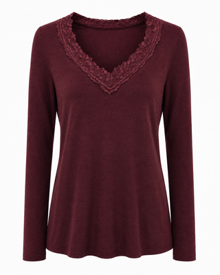 Cashmere Lace Layering Top - Burgundy