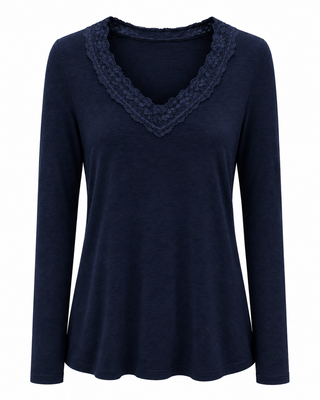 Cashmere Lace Layering Top - Navy