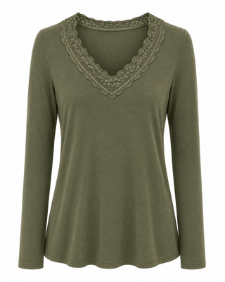 Cashmere Lace Layering Top - Khaki