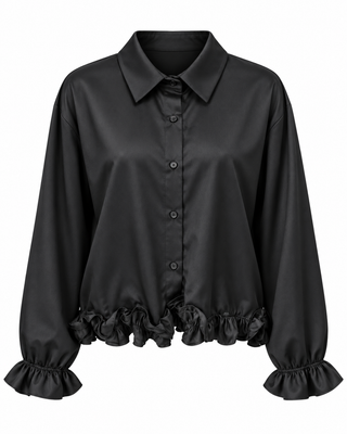 Romy Ruffle Shirt - Black