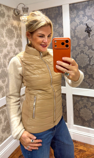 Romy Padded Gilet - Beige