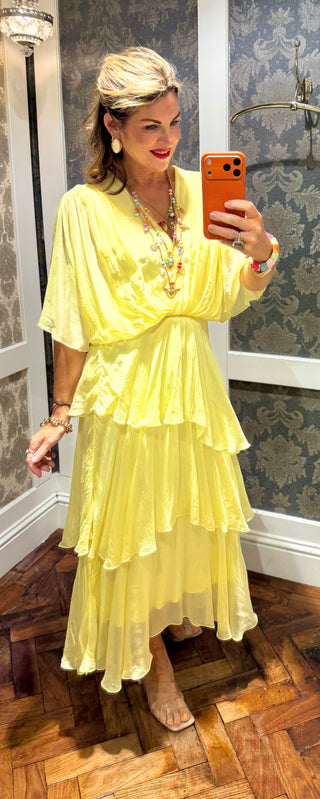 Azure Silk Dress - Lemon