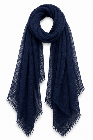 Pam Lightweight Crinkle Scarf- Navy