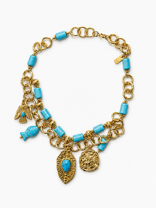 Necklace Multi layer/ gem - Turq