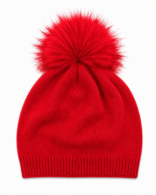 Klara slouchy hat bobble - red