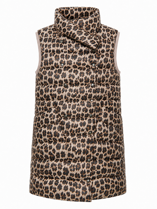 Zadie Reversible Gilet - Greige/leop