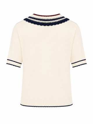Riviera Polo Knit Top - Cream