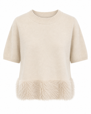 Celeste Feather Hem Knit - Soft Cream