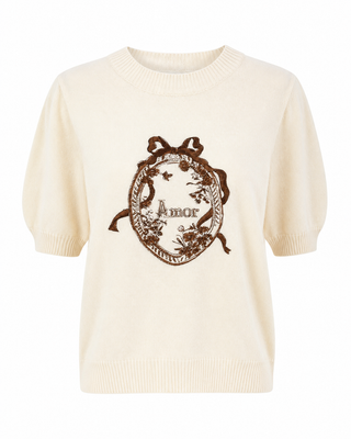 Amour Embroidered Knit - Cream