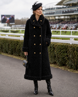 Benny Reversible Afghan-Style Faux Shearling Coat - Black