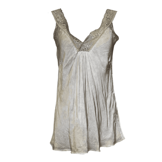 Satin Cami with lace neckline -  taupe-ww.neola.live