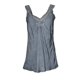 Satin Cami with lace neckline -  grey-www.neola.live