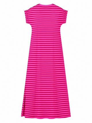 Pam V neck Stripe Red/ Pink Dress